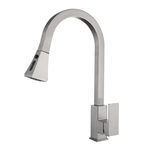 Stainless Steel Square Kitchen Pull-Out Faucet