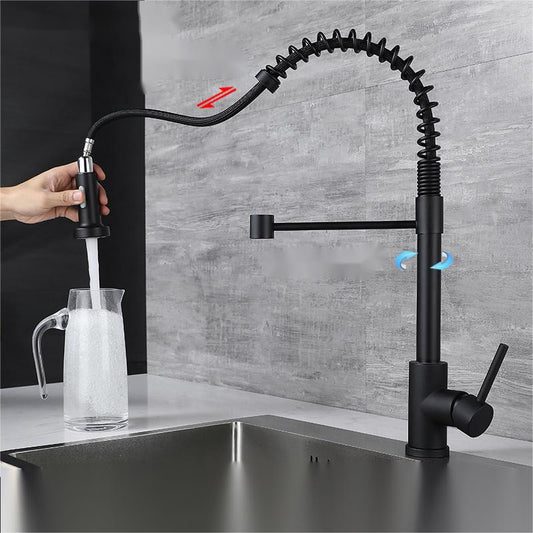 Stainless Steel Spring Pull Telescoping Kitchen Faucet