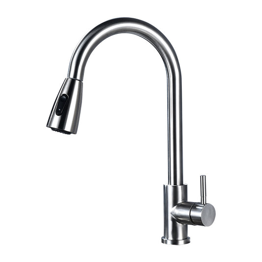 304 Stainless Steel Pull-out Kitchen Faucet Double Outlet Hot And Cold Sink Faucet